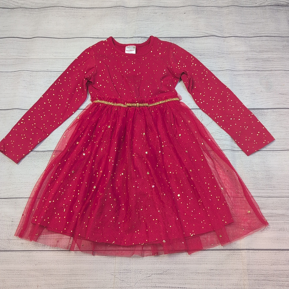 4 Hanna Andersson Red Shimmer Star Tulle Dress